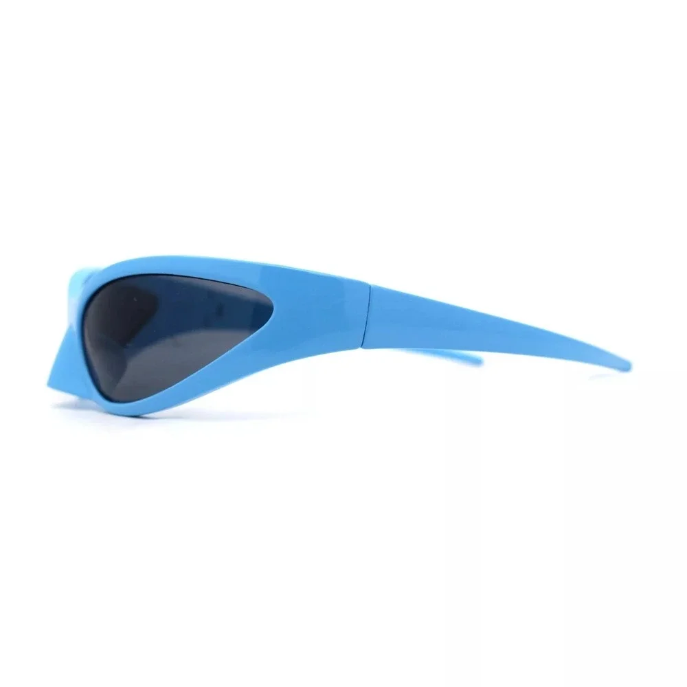 Blue Shield Sunglasses Futuristic Y2K Sport Shades Wrap Around Street Wear Trend